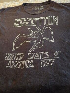 Led Zeppelin 1977 Tour Licensed Graphic Rock Tee Size XL